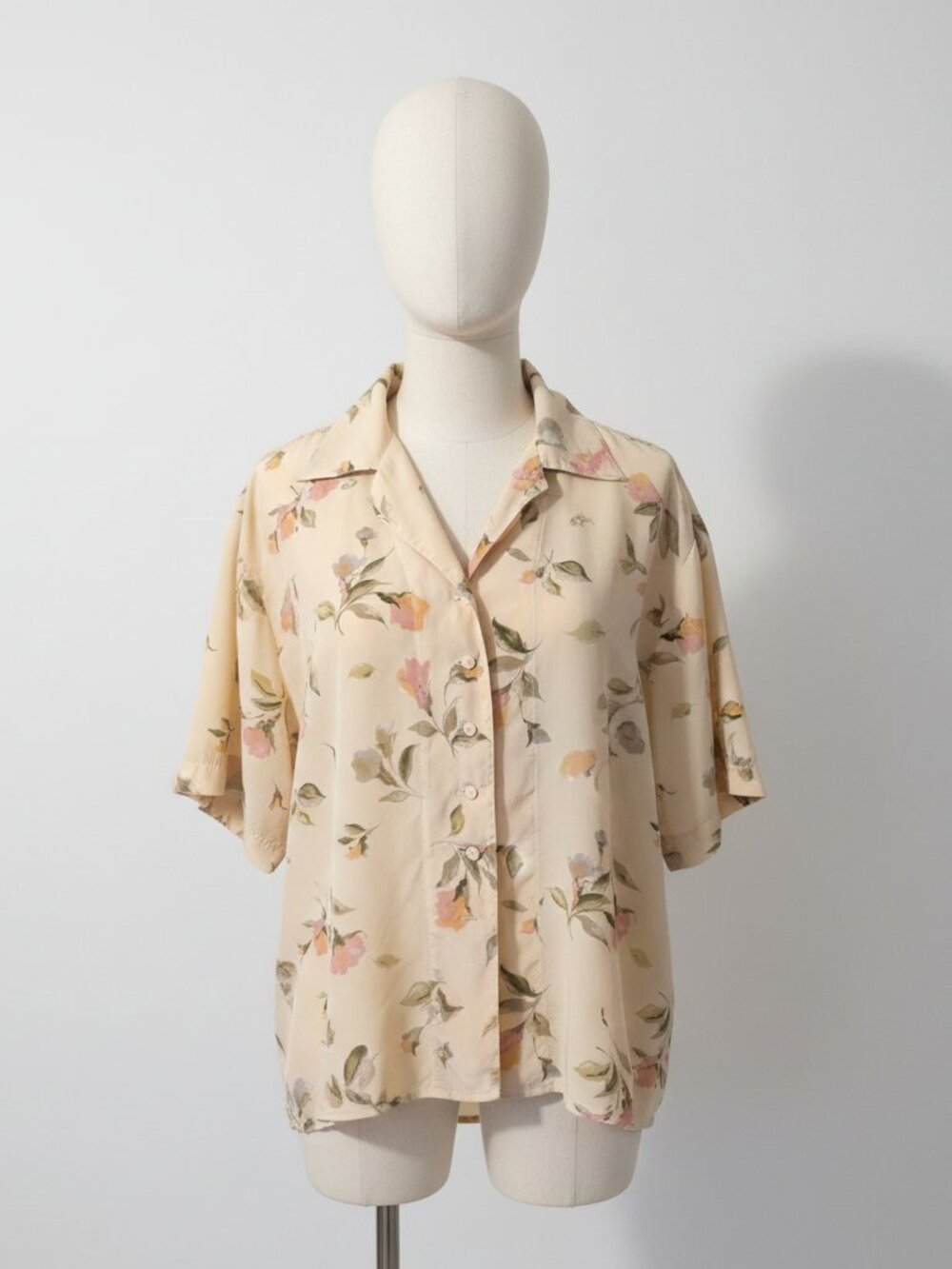 🌿 The Garden Hour Blouse — 100% Silk Botanical | Camp Collar | Size L/XL